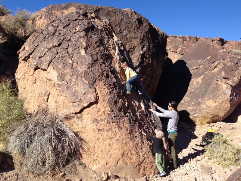 Over in the Sad boulders. Henry decided he wanted to climb.