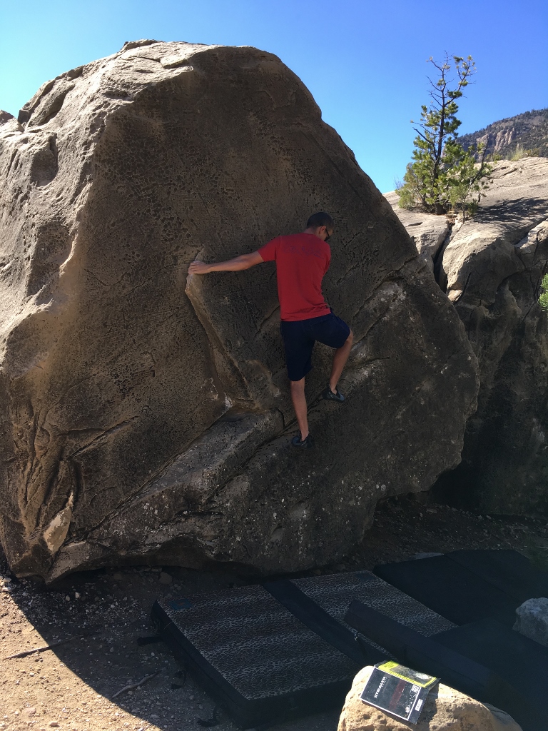 Tommy balancing up one of our first rocks...